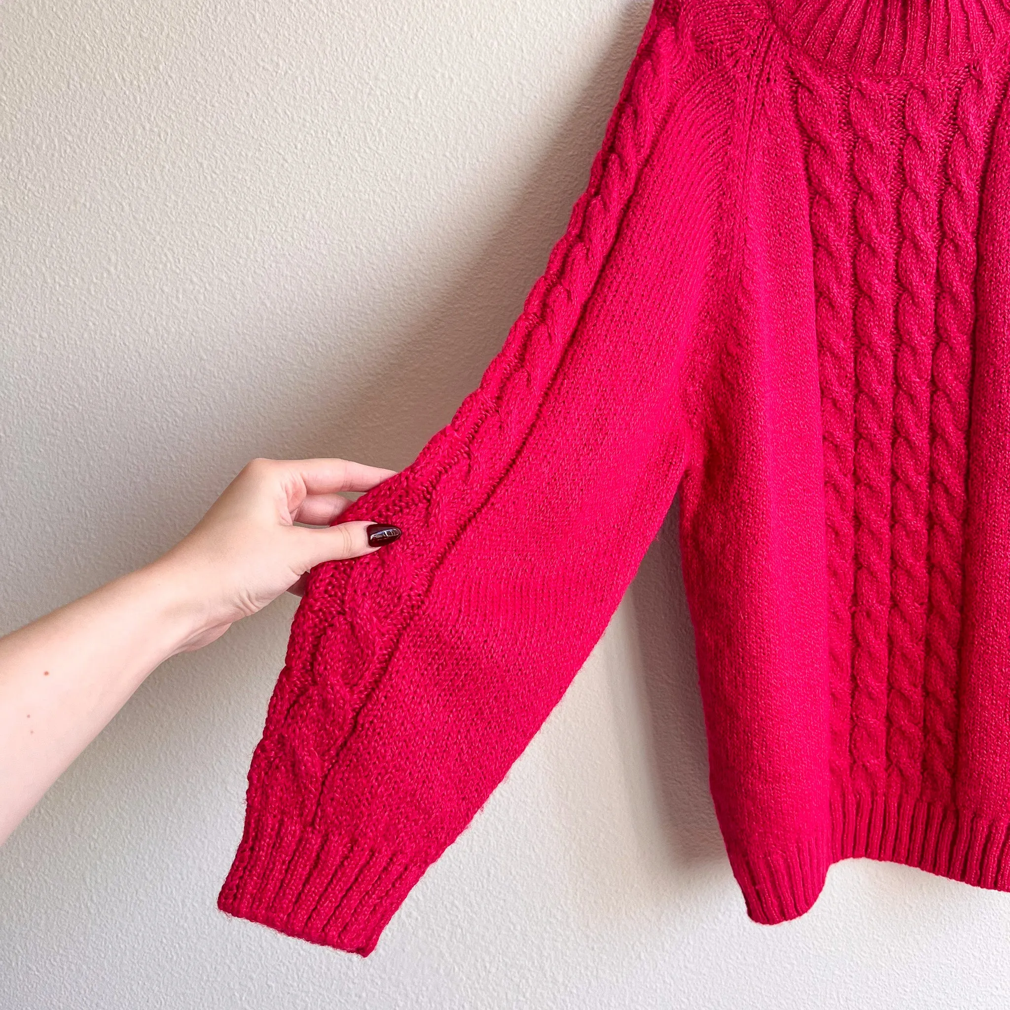 1980s Magenta Pink Heavy Knit Sweater (L/XL)