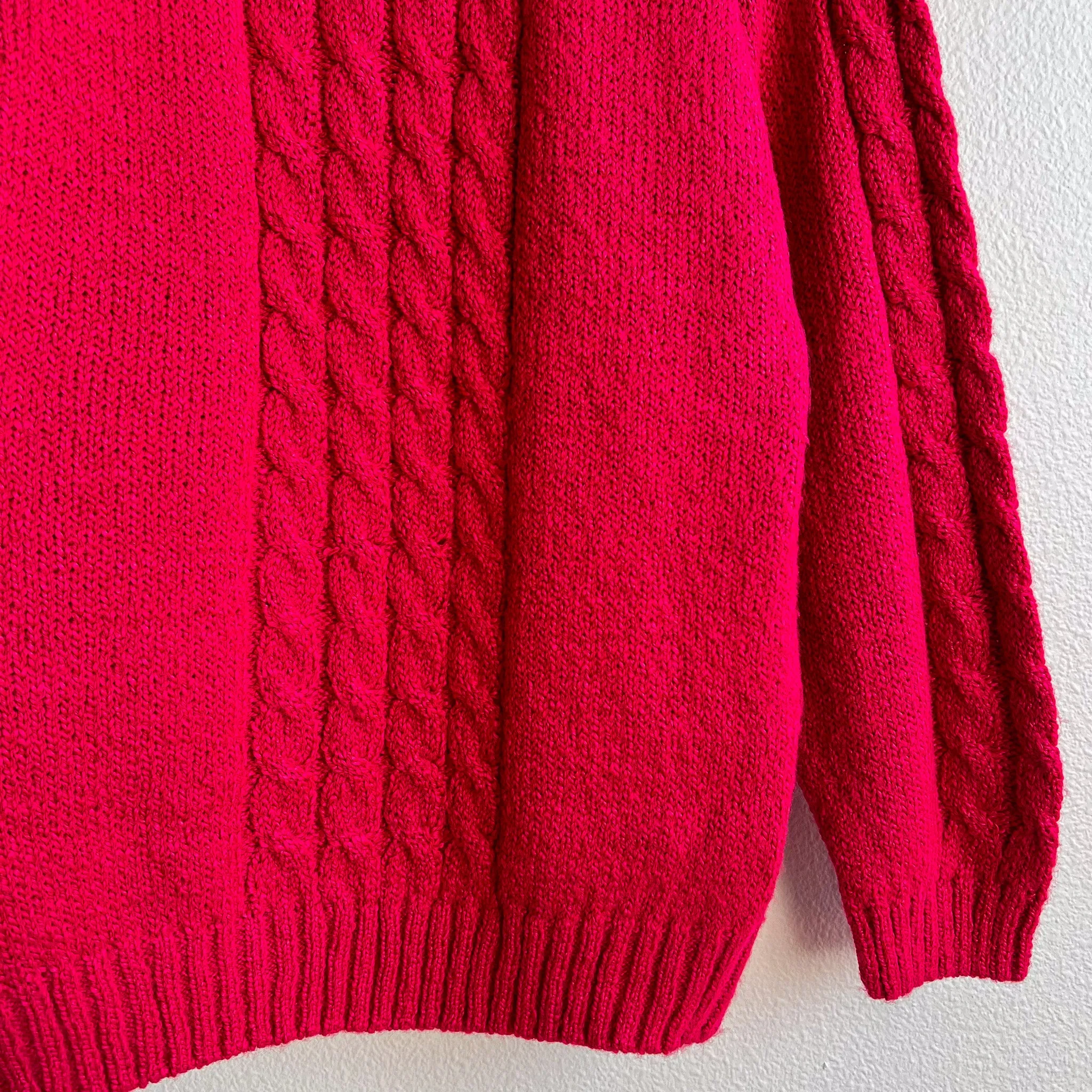 1980s Magenta Pink Heavy Knit Sweater (L/XL)