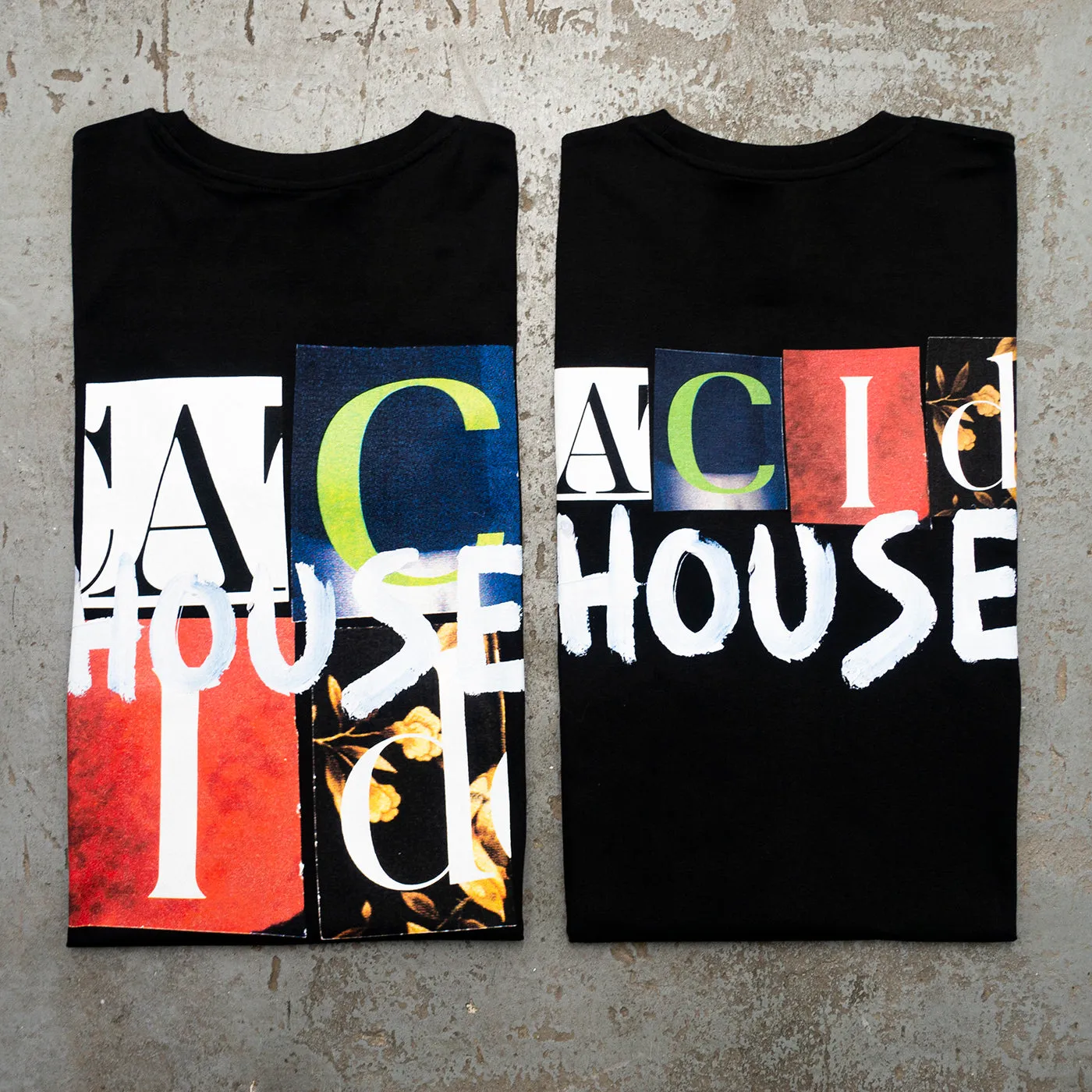 Acid House Cut Portrait Back Print - Tshirt - Black