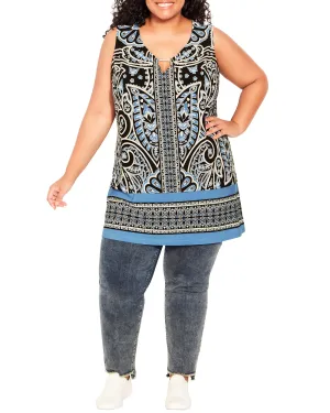 Adalyn Keyhole Top | Light Blue / Black