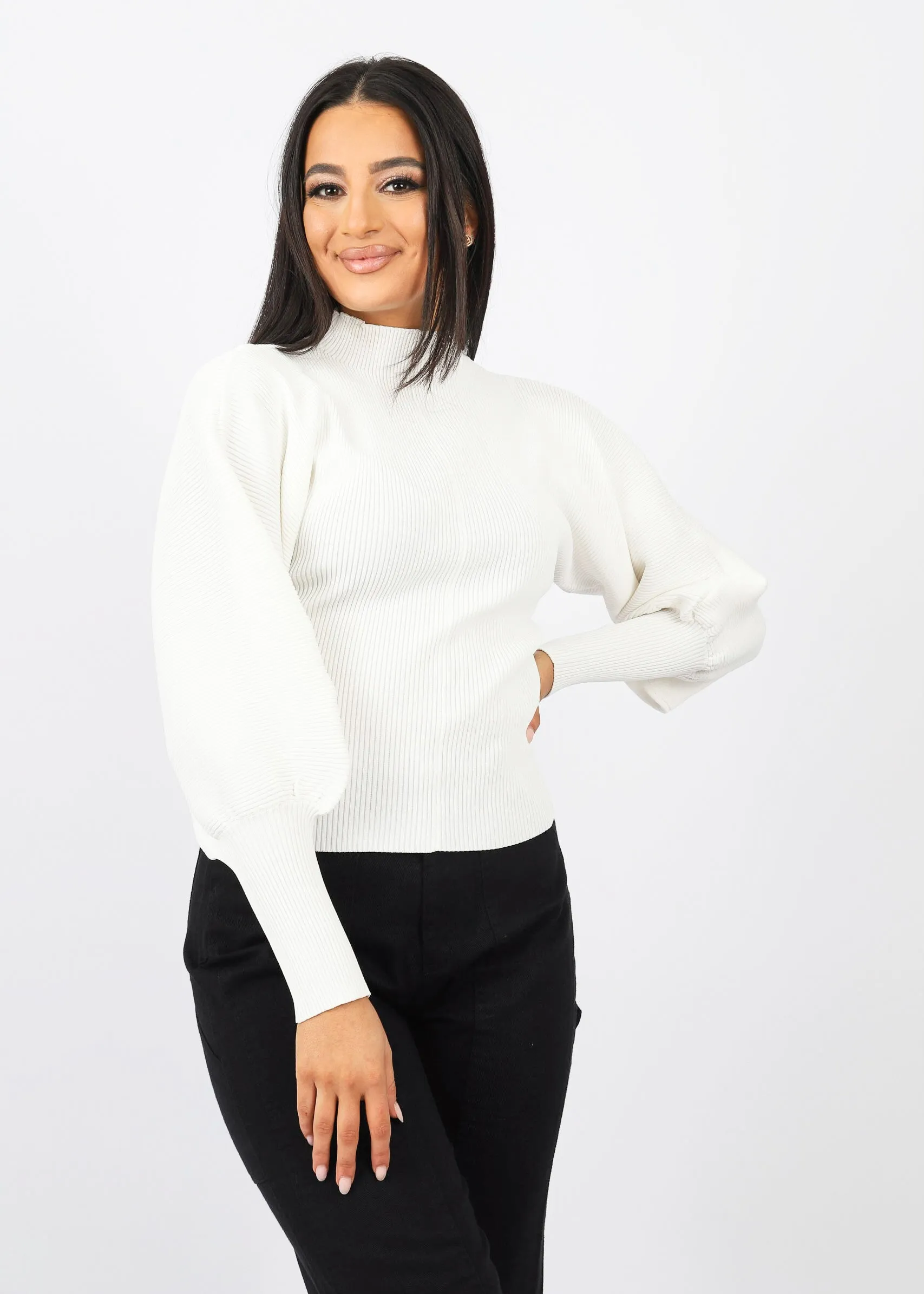 Alana Puff Sleeve Knit Top - Light Shades