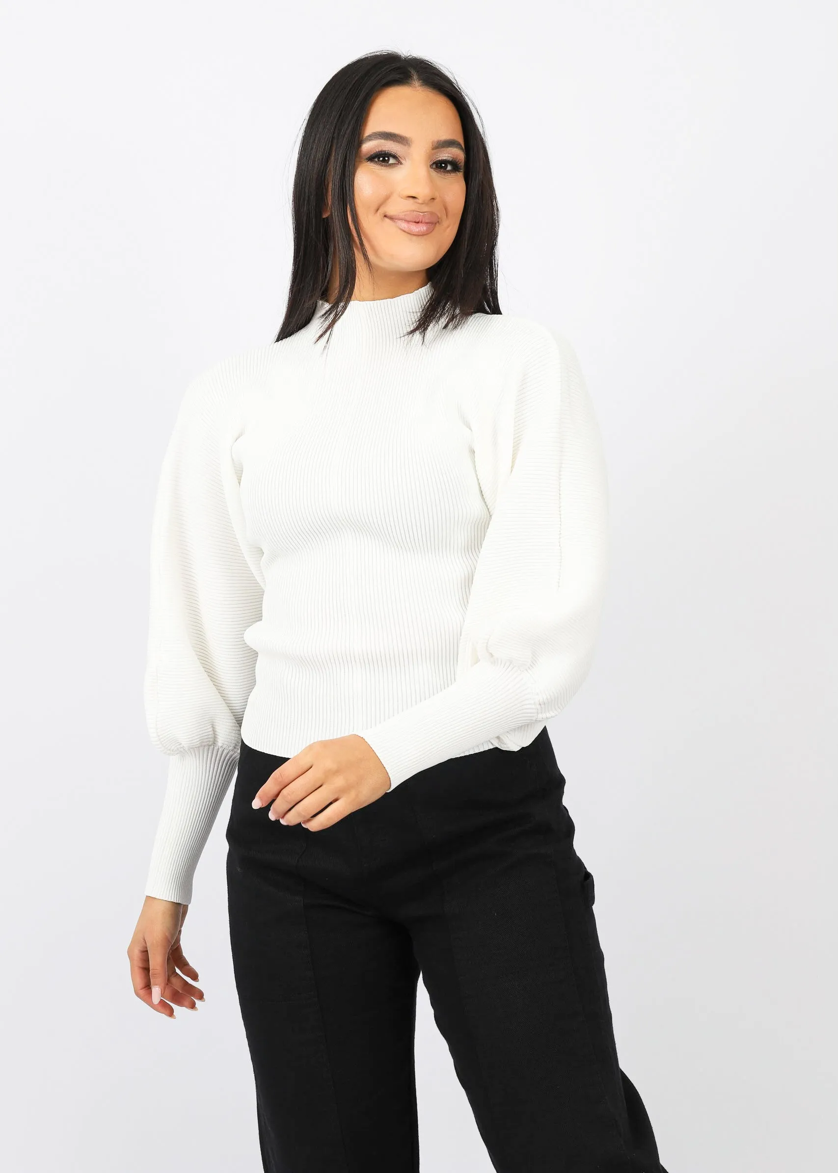 Alana Puff Sleeve Knit Top - Light Shades