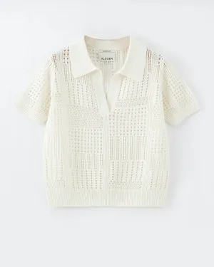 Aleger Cashmere Pointelle Top in White