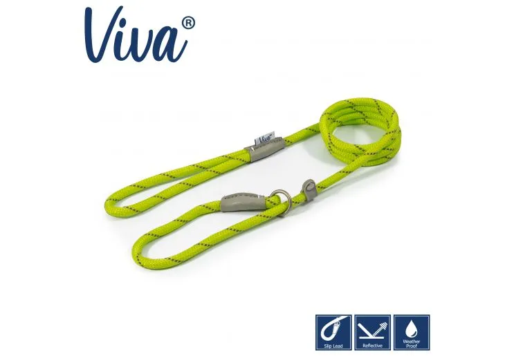 Ancol - Viva Nylon Reflective Rope Slip Lead - Black - 120cm x 12mm (Max50kg)