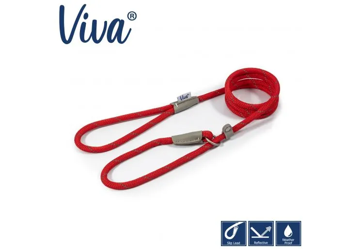 Ancol - Viva Nylon Reflective Rope Slip Lead - Black - 120cm x 12mm (Max50kg)