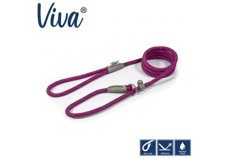 Ancol - Viva Nylon Reflective Rope Slip Lead - Black - 120cm x 12mm (Max50kg)