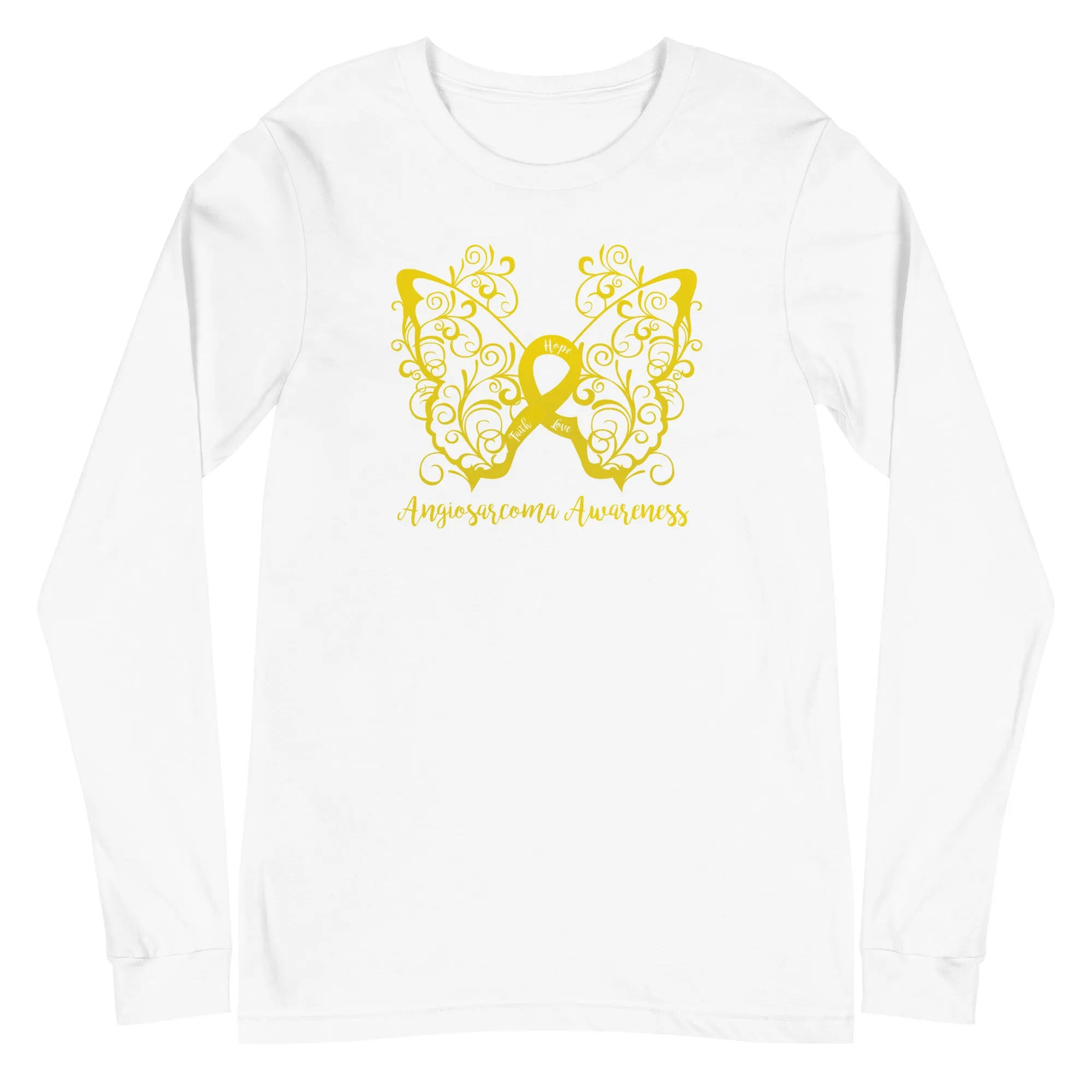 Angiosarcoma Awareness Filigree Butterfly Long Sleeve Tee (Several Colors Available)