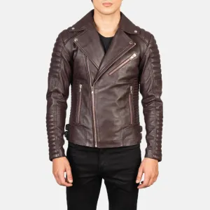 Armand Maroon Leather Biker Jacket