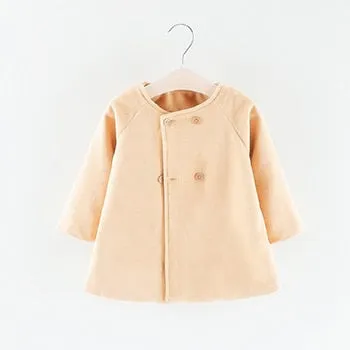 Baby Girl Fashion Peacoat - Solid Color Button Toddler Petticoat