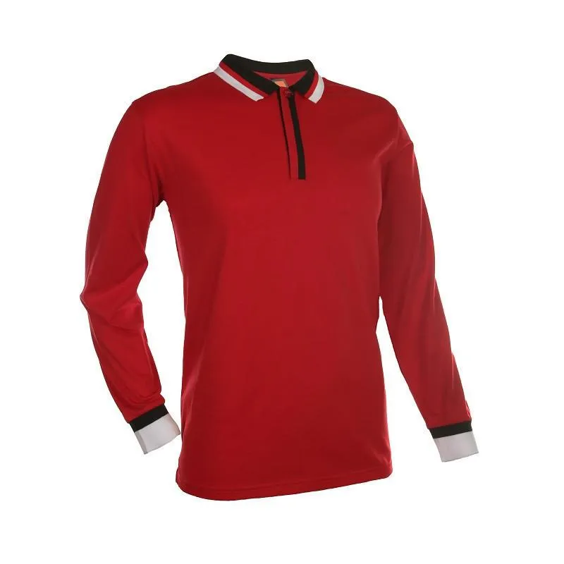 Basic Jersey Contrasting Long Sleeve Polo T-shirt