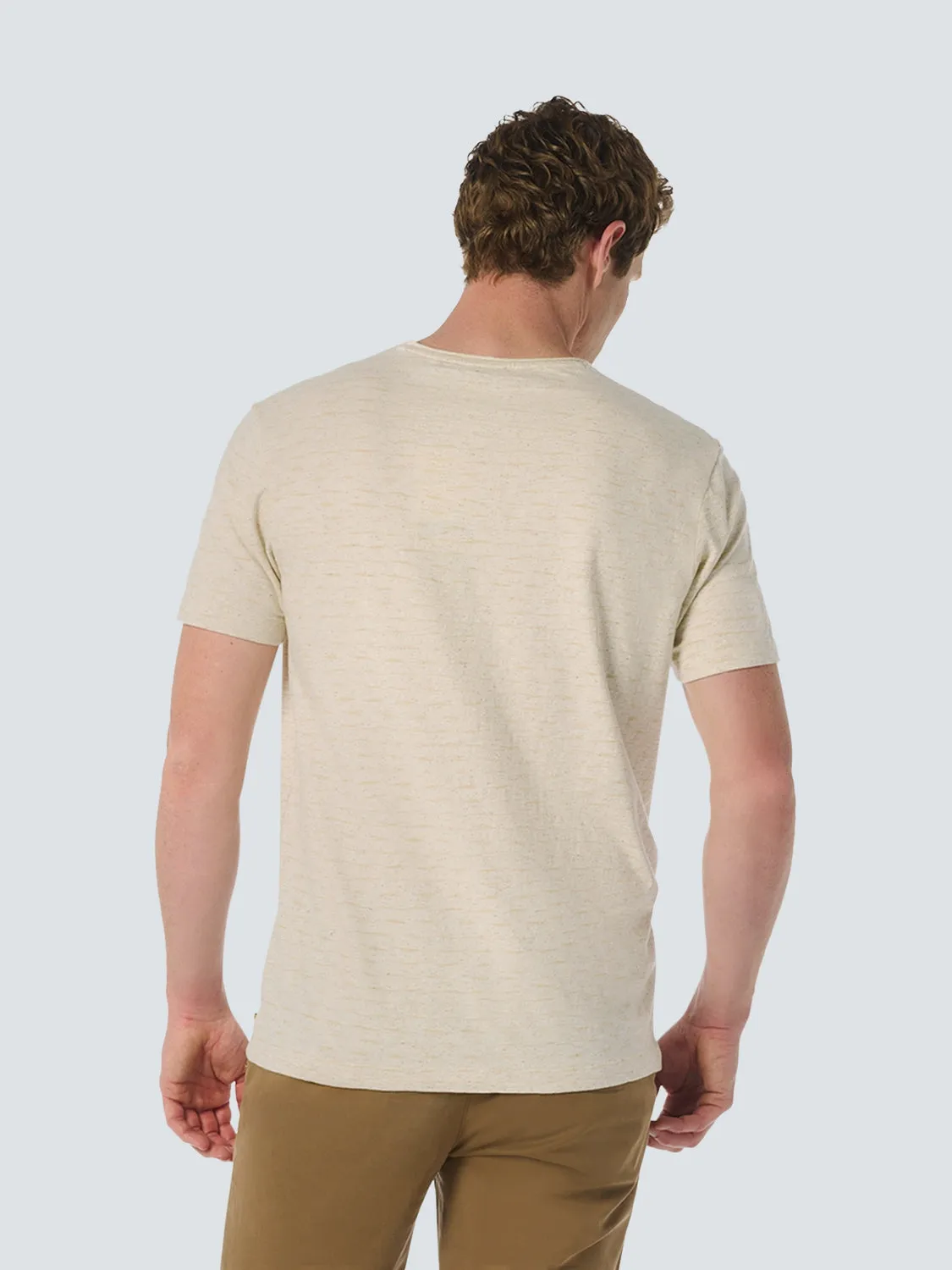 Beige T-shirt with Artistic Abstract Print | Cement