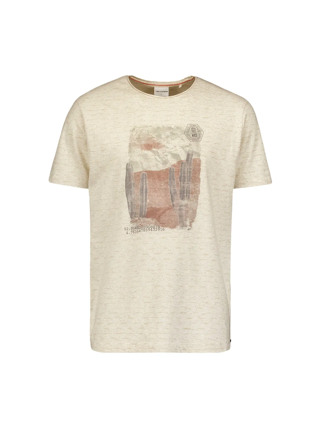 Beige T-shirt with Artistic Abstract Print | Cement