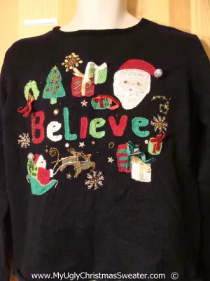 BELIEVE with Santa Festive Christmas Sweater