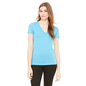 Bella   Canvas Women's Aqua Triblend Short-Sleeve Deep V-Neck T-Shirt