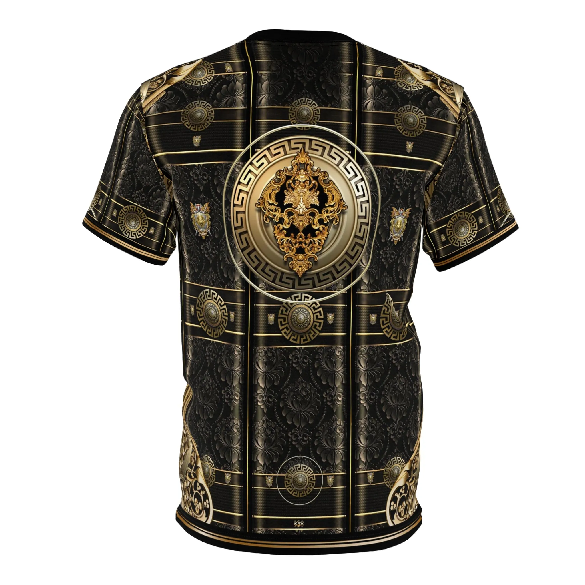 Black Beauty T-Shirt Unisex All Over Print Tee Gold Medallion T-Shirt Unisex Baroque Tee | 100356