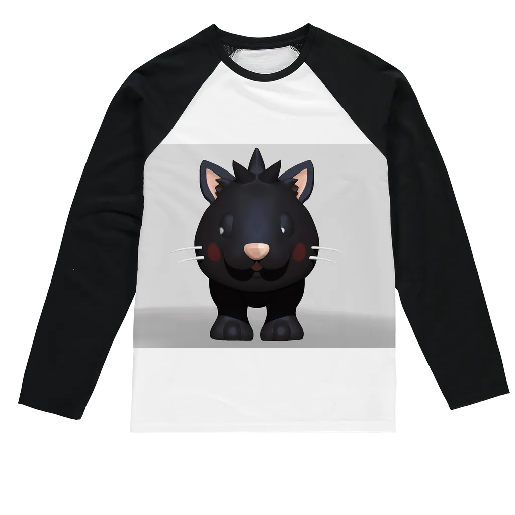 Black Kitty Sublimation Baseball Long Sleeve T-Shirt