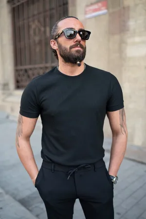 Black Round Neck T-Shirt for Men by GentWith