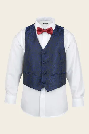 Boys Navy Embroidery Vest