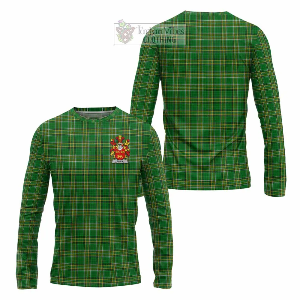 Brien Irish Clan Tartan Long Sleeve T-Shirt with Coat of Arms