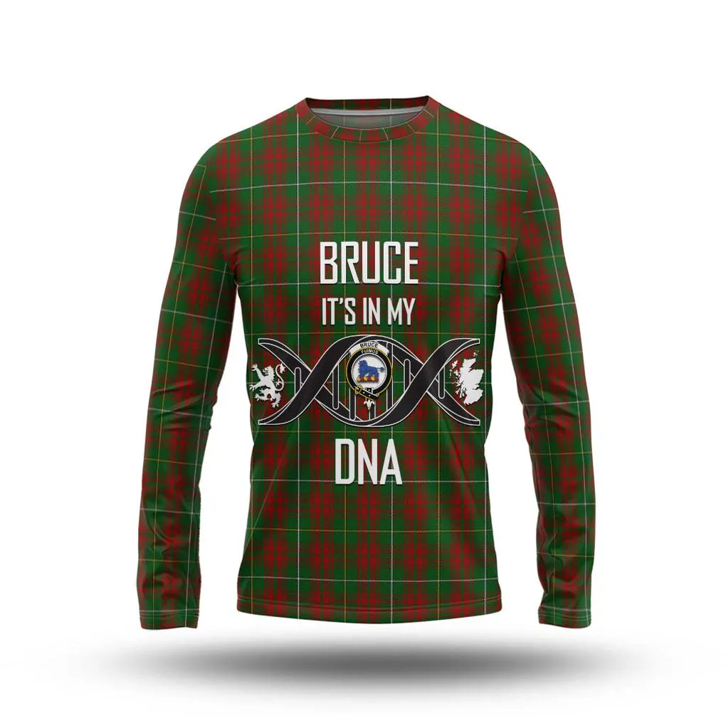 Bruce Hunting Tartan Long Sleeve T-Shirt with Family Crest DNA In Me Style