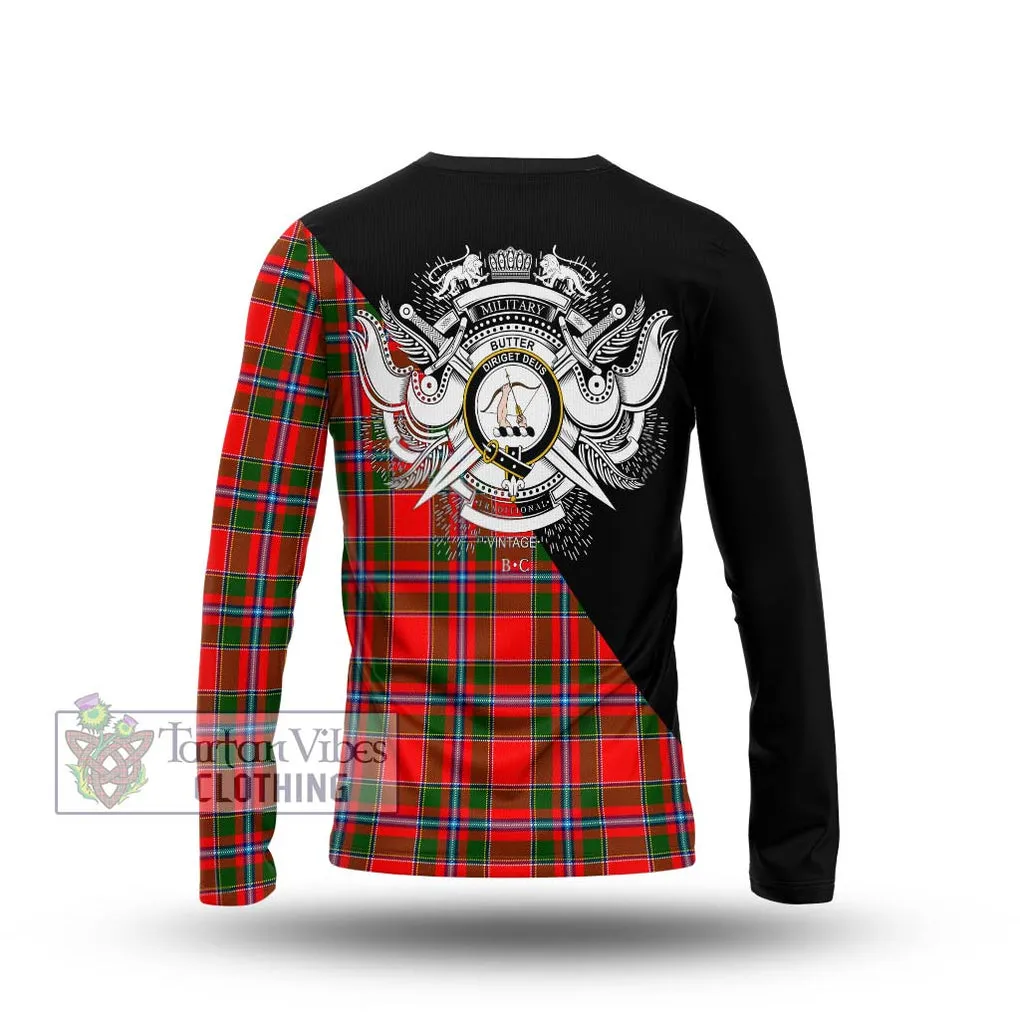 Butter Tartan Long Sleeve T-Shirt with Family Crest and Military Logo Style