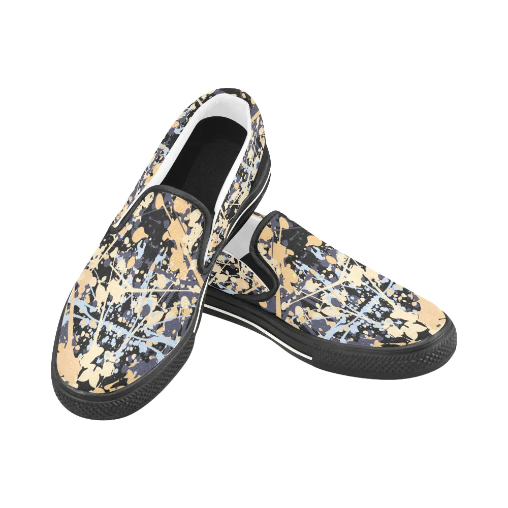 Buy Men's Paint Splatter Print Canvas Slip-on Shoes at TFS