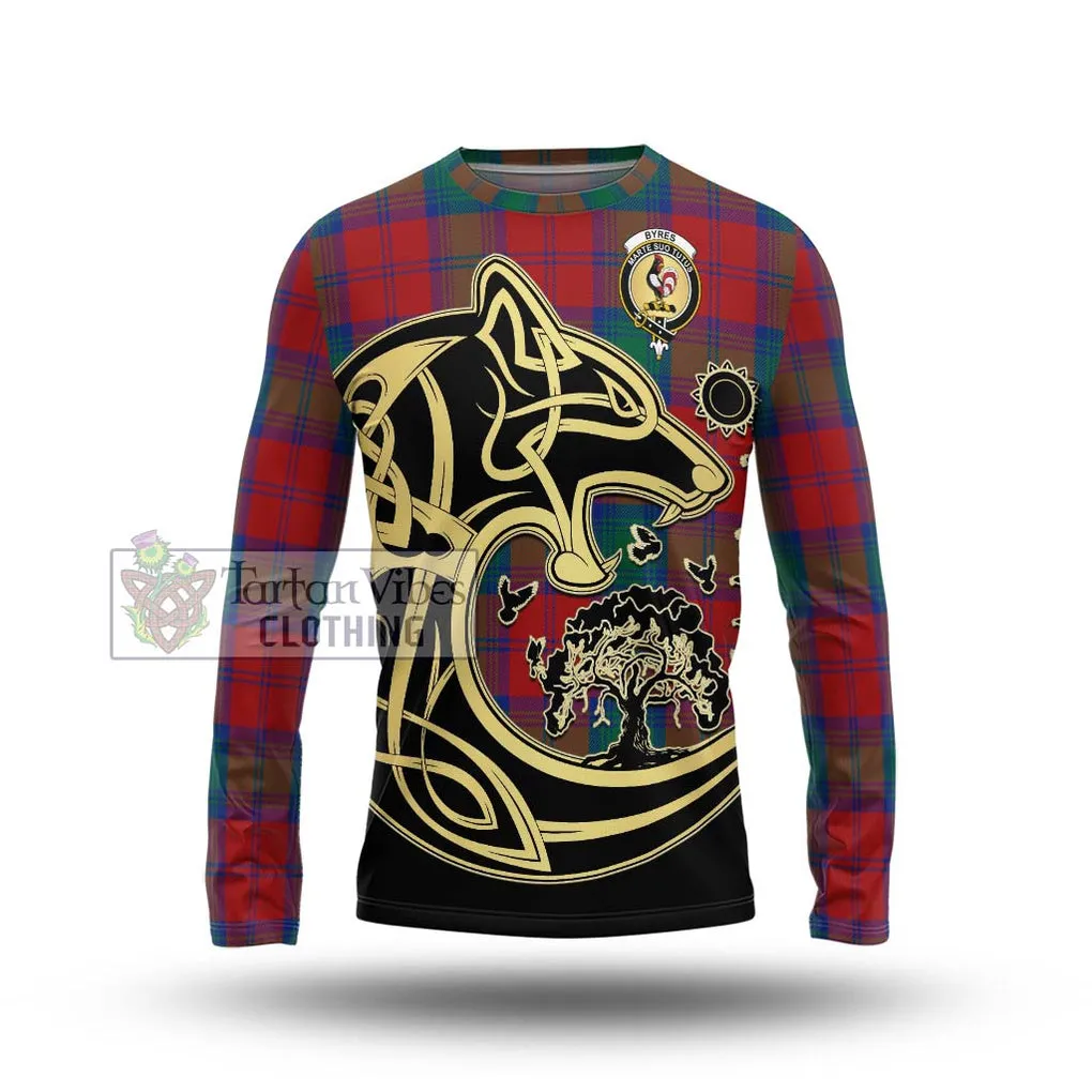 Byres (Byses) Tartan Long Sleeve T-Shirt with Family Crest Celtic Wolf Style