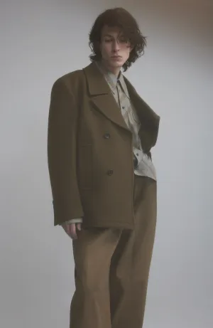 CARRARA KHAKI WOOL & CASHMERE PEACOAT