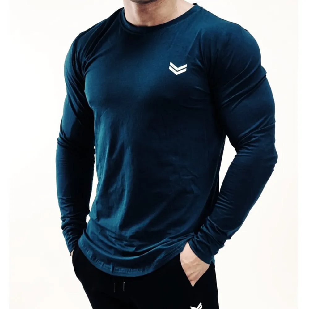 Casual Long sleeve Cotton T-shirt Men Gyms Fitness Workout Skinny t shirt 2019 Autumn New Male Tee Tops Sporty Brand Clothing