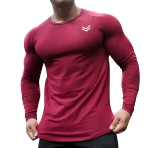 Casual Long sleeve Cotton T-shirt Men Gyms Fitness Workout Skinny t shirt 2019 Autumn New Male Tee Tops Sporty Brand Clothing