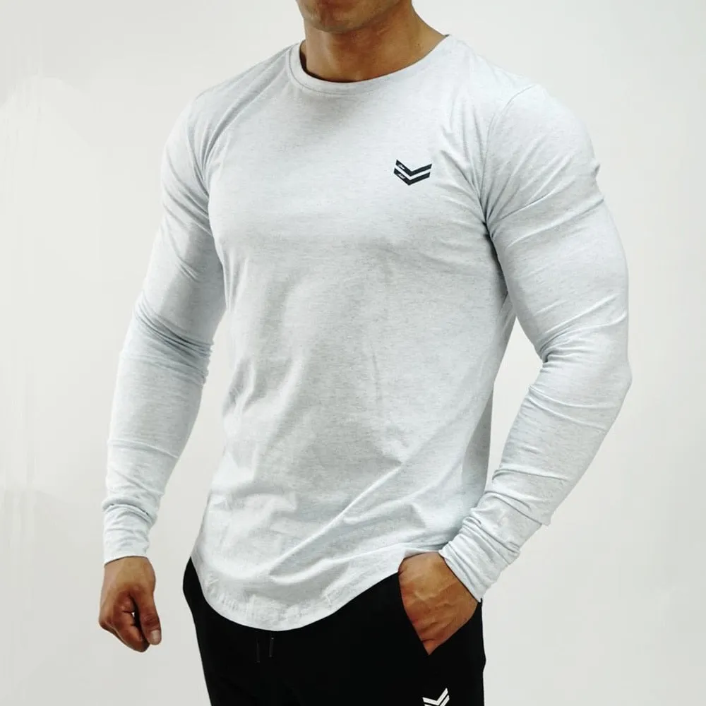 Casual Long sleeve Cotton T-shirt Men Gyms Fitness Workout Skinny t shirt 2019 Autumn New Male Tee Tops Sporty Brand Clothing