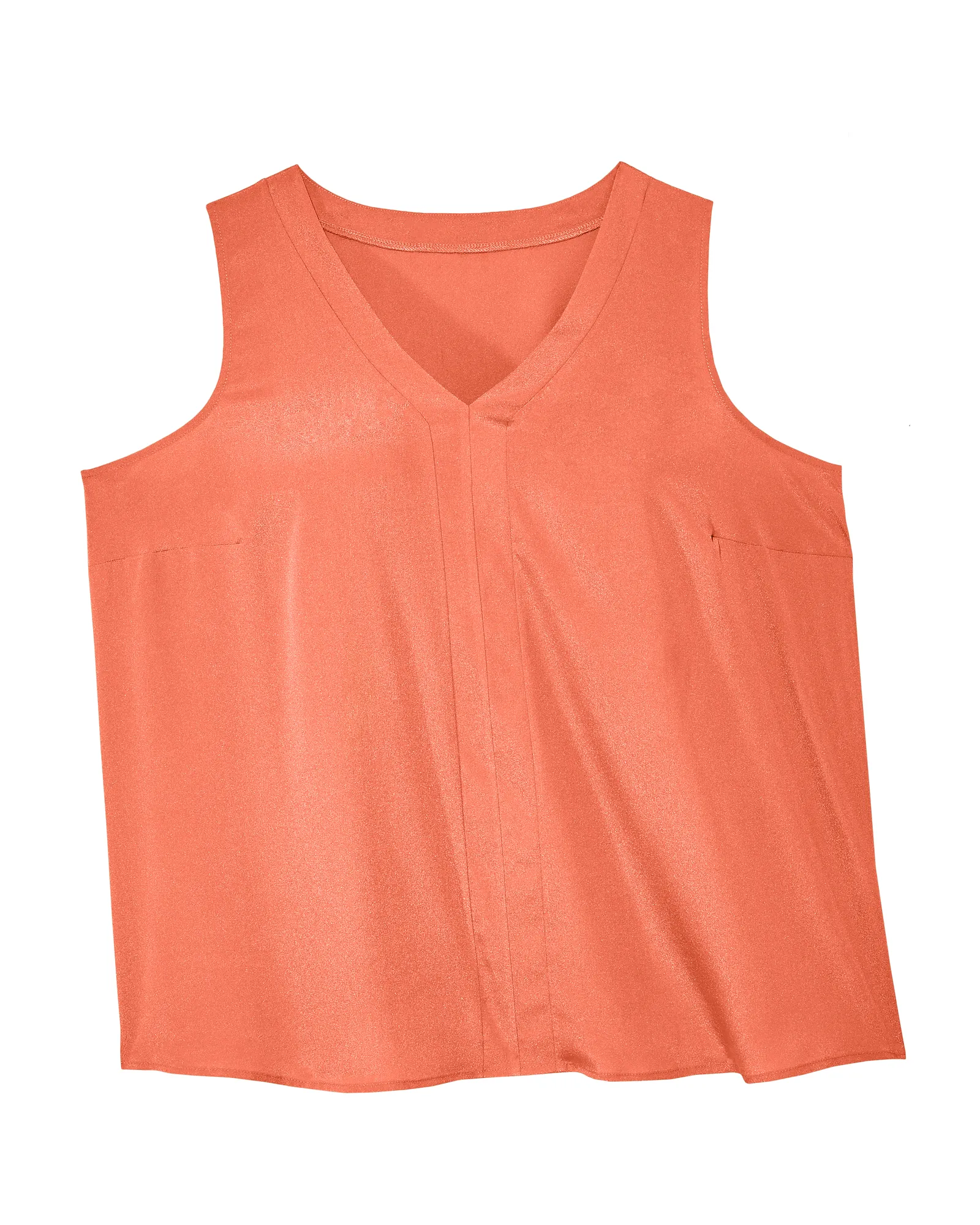 Celia Woven V-Neck Sleeveless Top | Peach