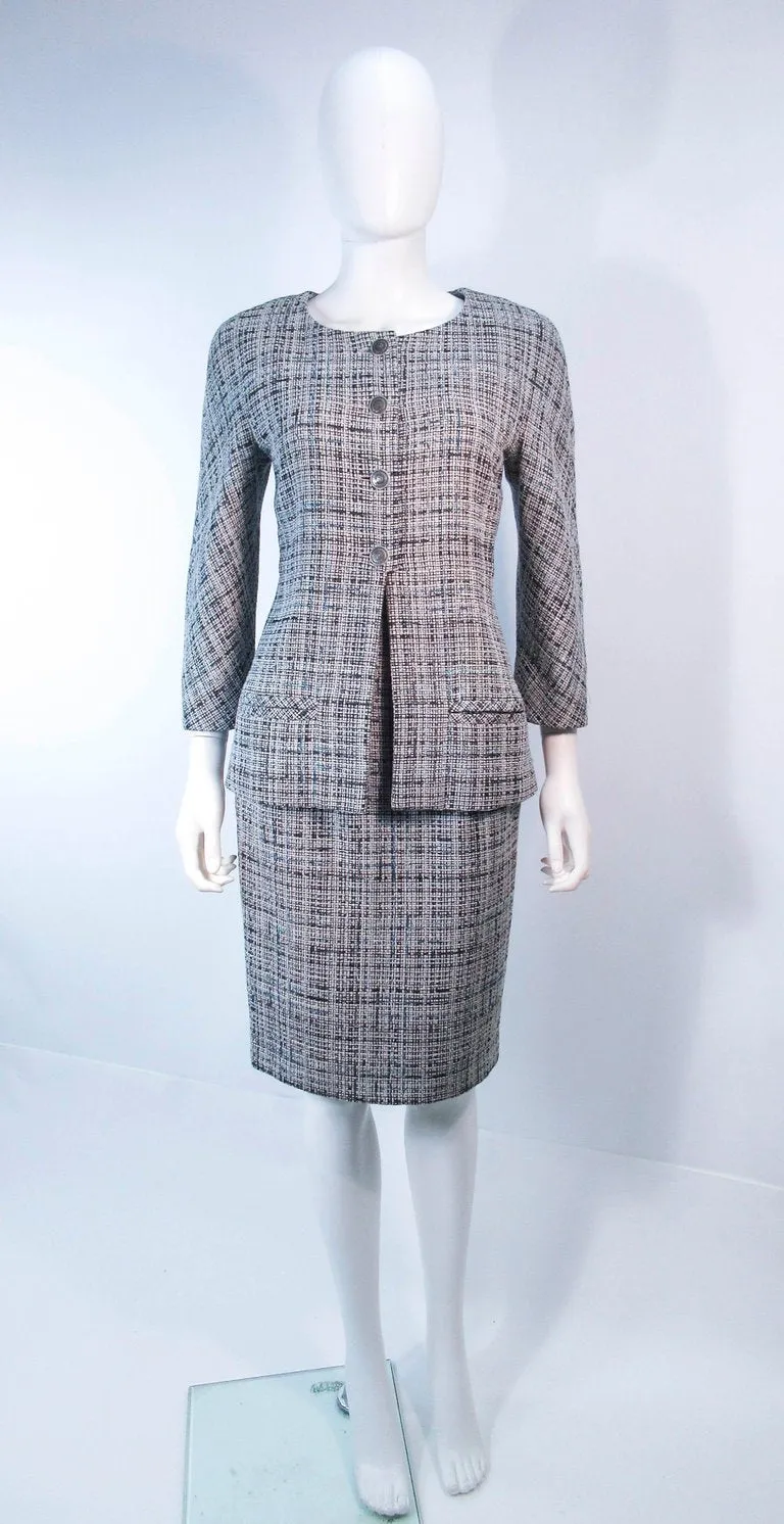 CHANEL Grey and Blue Skirt Suit Size 42