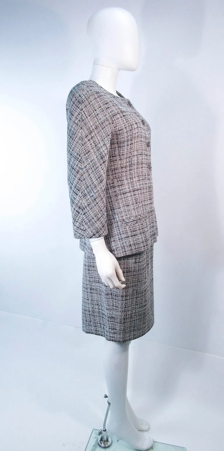 CHANEL Grey and Blue Skirt Suit Size 42