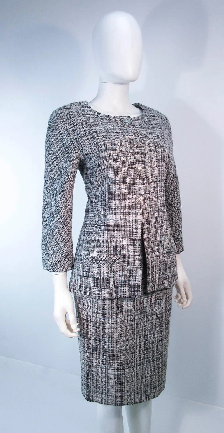 CHANEL Grey and Blue Skirt Suit Size 42