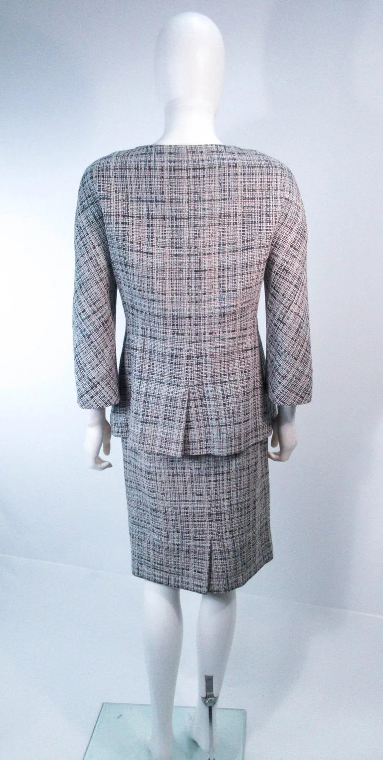 CHANEL Grey and Blue Skirt Suit Size 42