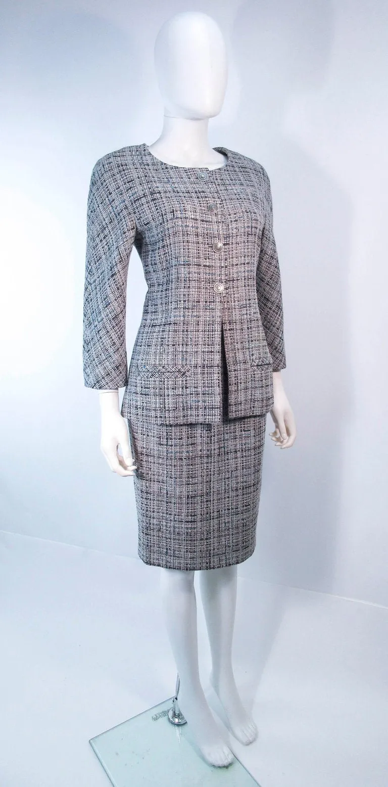 CHANEL Grey and Blue Skirt Suit Size 42