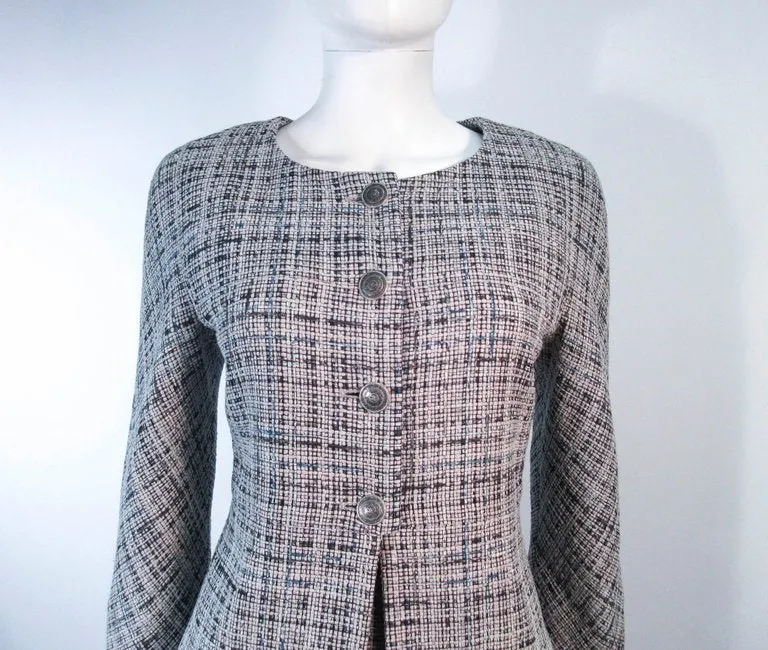 CHANEL Grey and Blue Skirt Suit Size 42