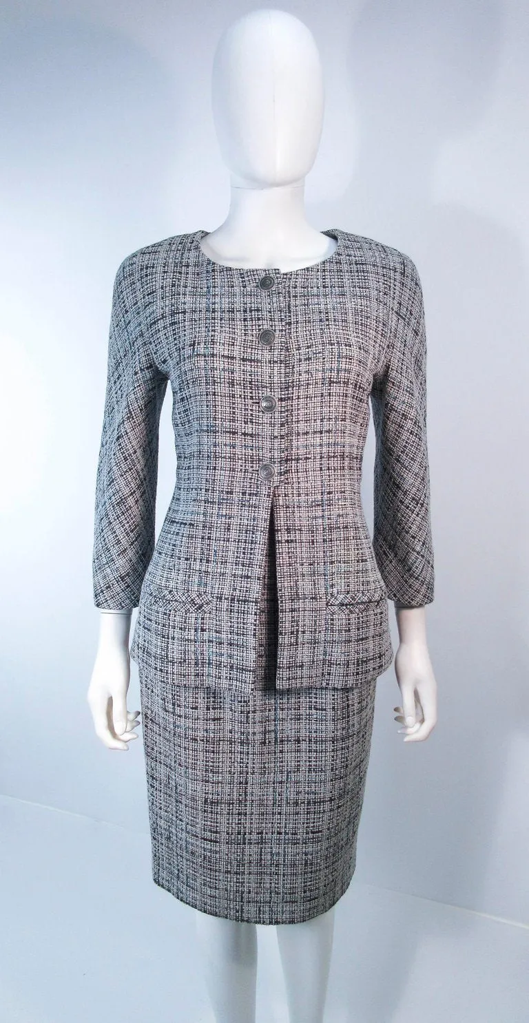 CHANEL Grey and Blue Skirt Suit Size 42