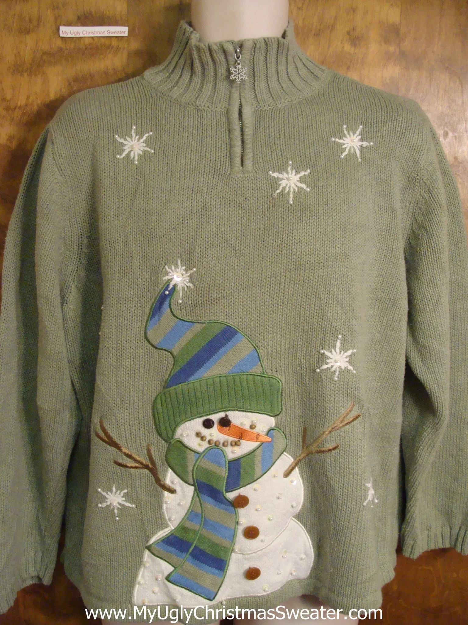 Cheesy Snowman and Snowflakes Bad Christmas Sweater