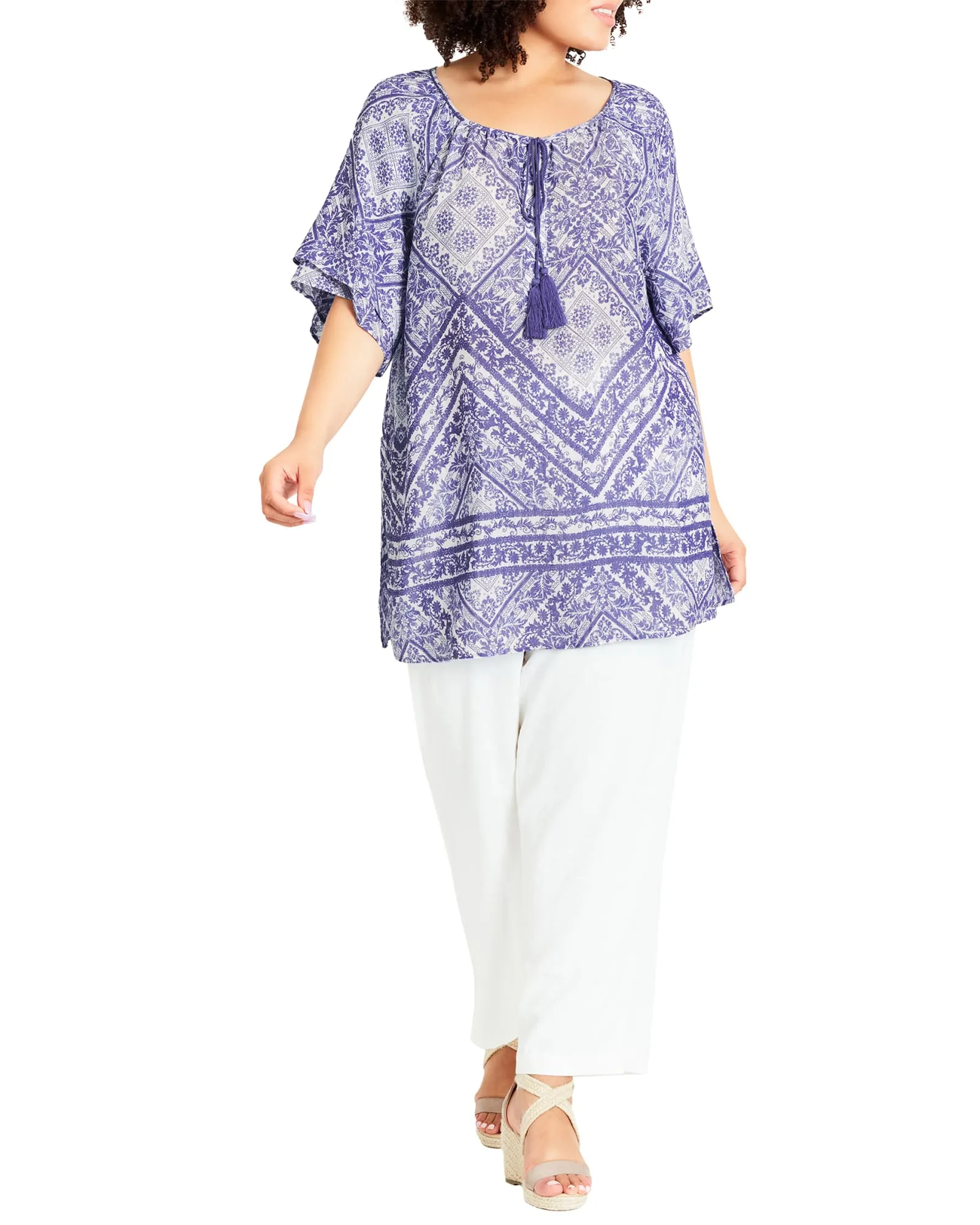 Cheyenne Peasant Top | Fade Blue