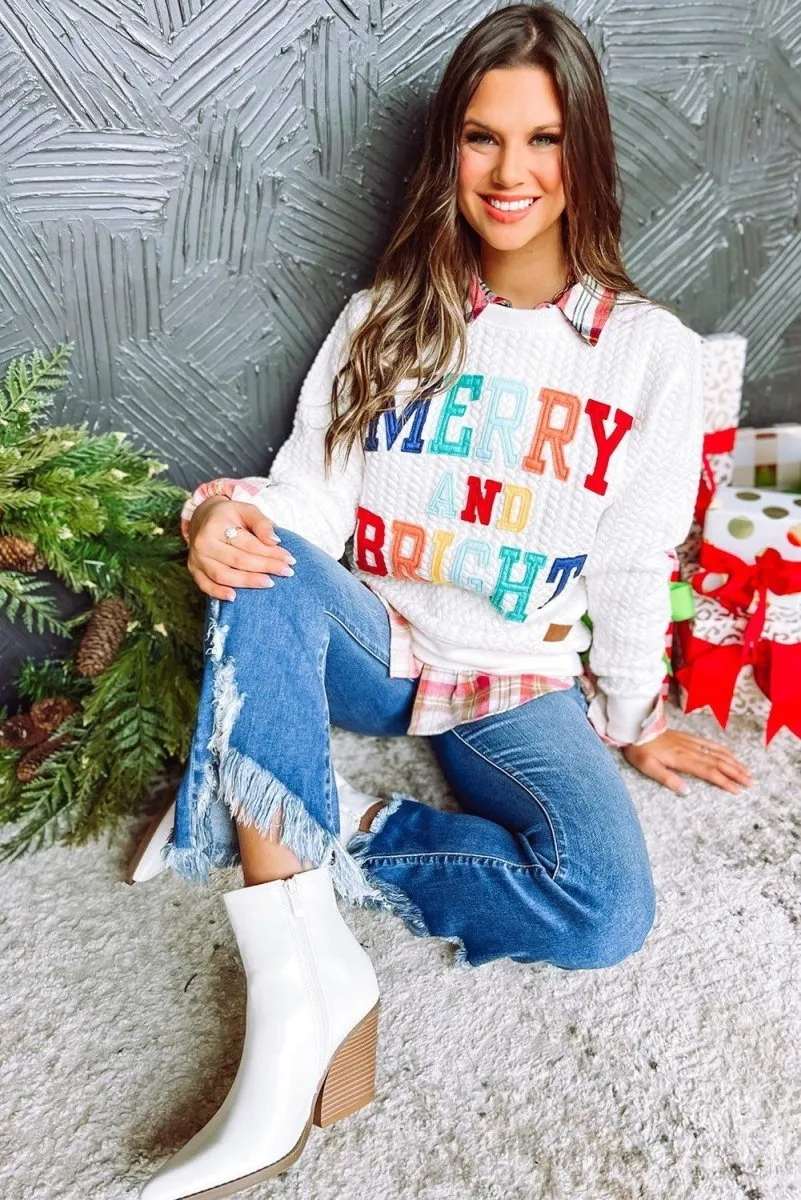 Christmas "Merry and Bright" Knit Sweatshirt