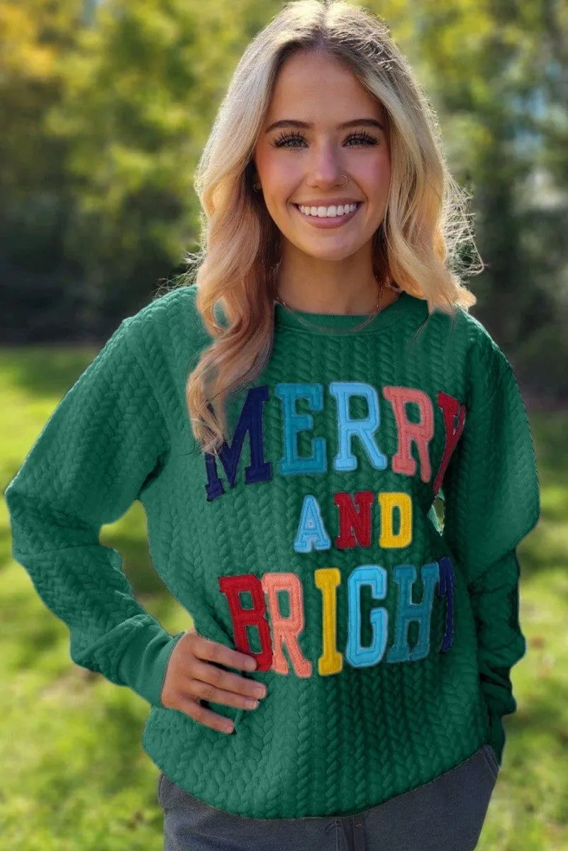 Christmas "Merry and Bright" Knit Sweatshirt