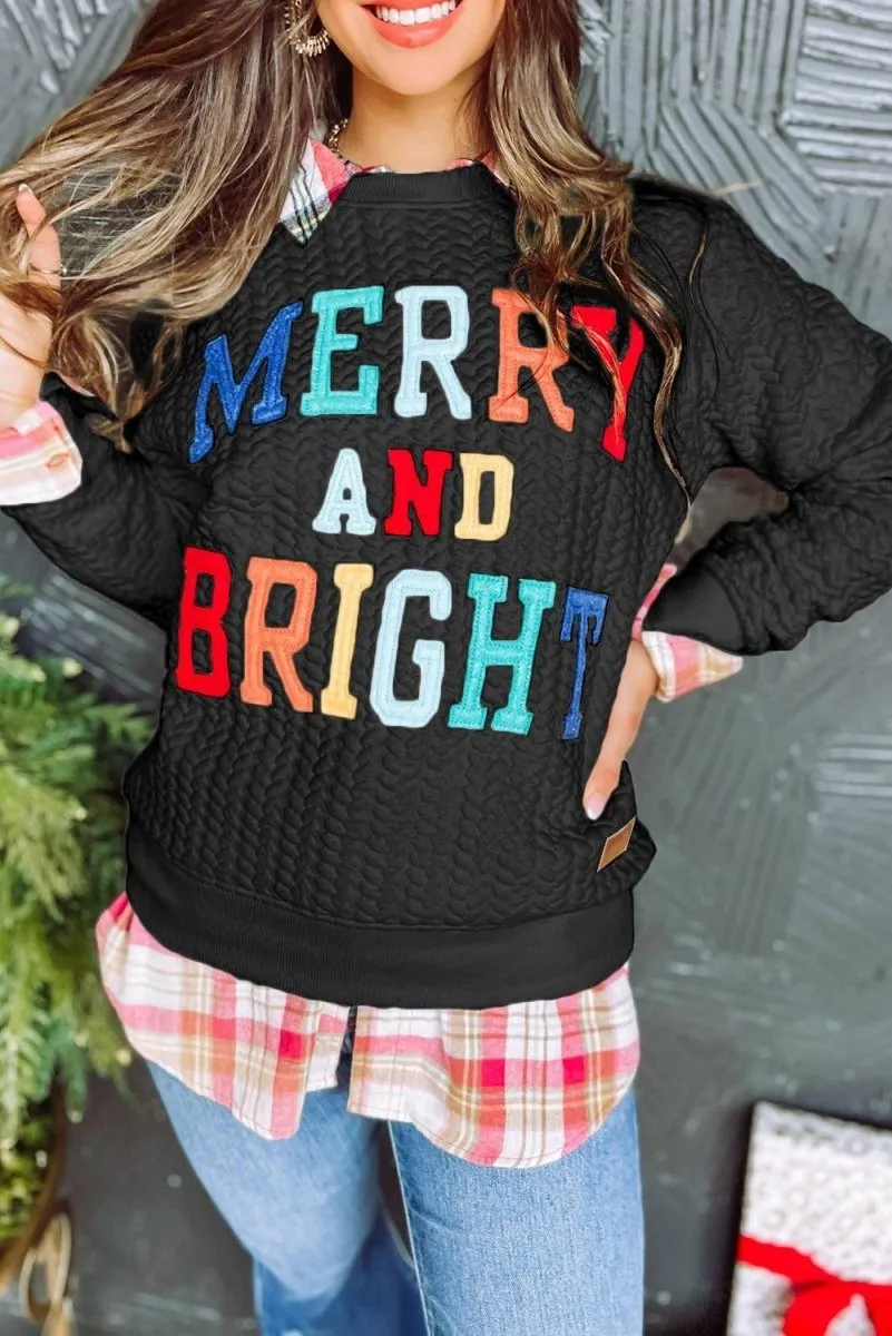 Christmas "Merry and Bright" Knit Sweatshirt