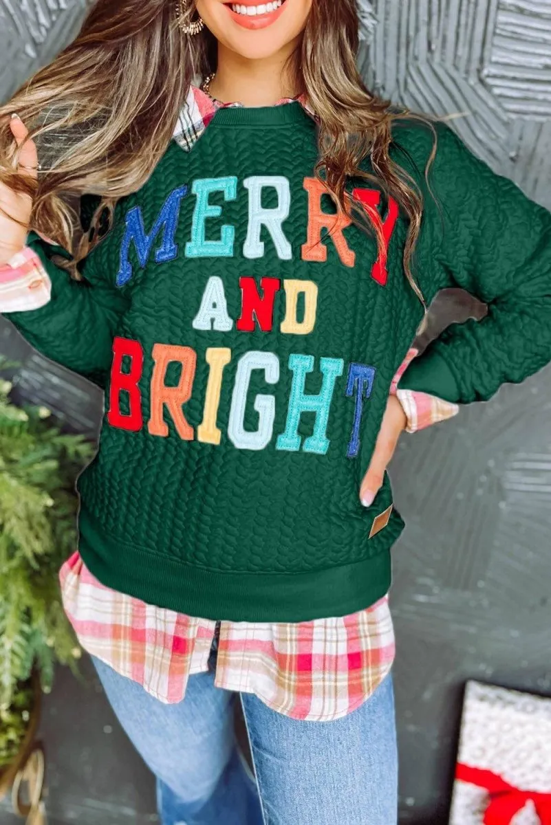 Christmas "Merry and Bright" Knit Sweatshirt