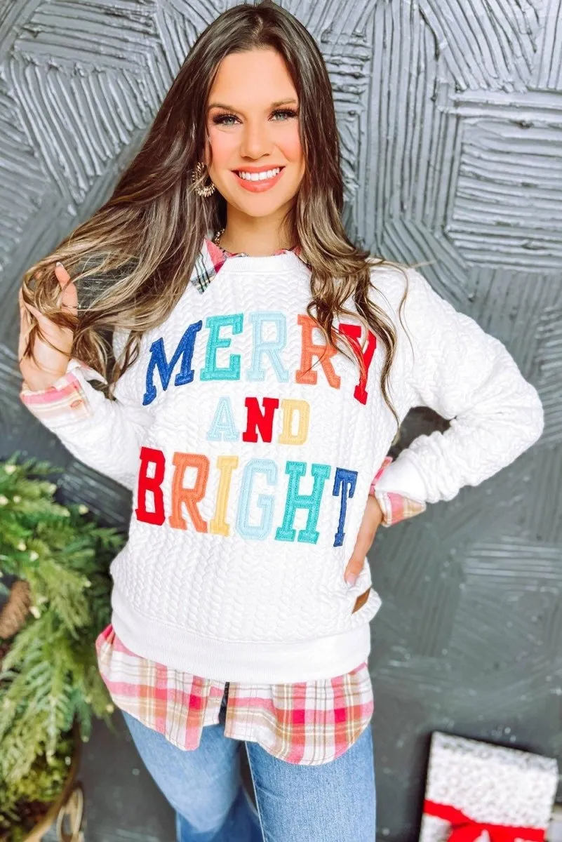 Christmas "Merry and Bright" Knit Sweatshirt