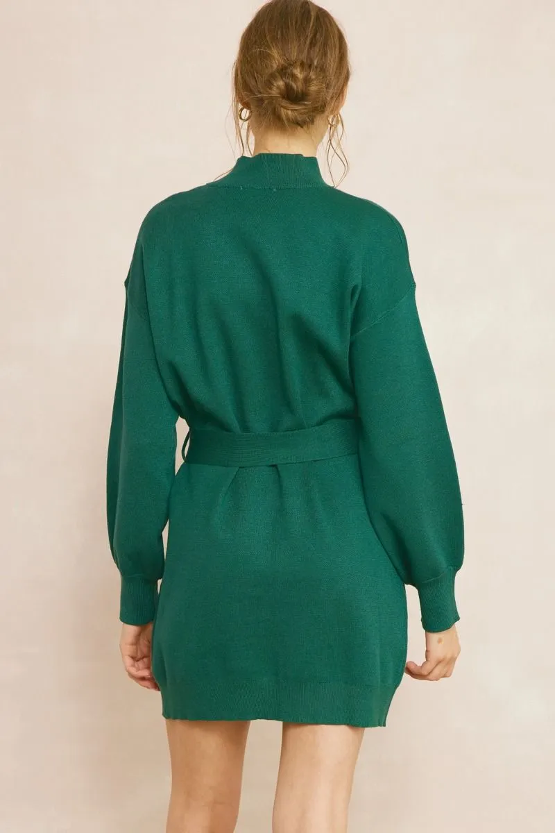 Cozy Dreams Green Knit Dress