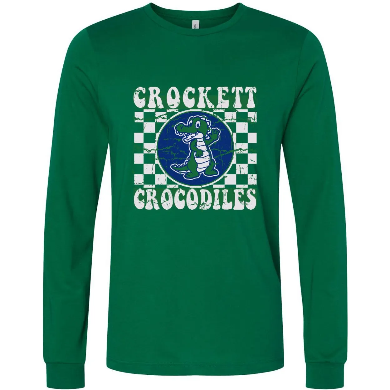 Crockett Crocodiles - Checkered Long Sleeve T-Shirt