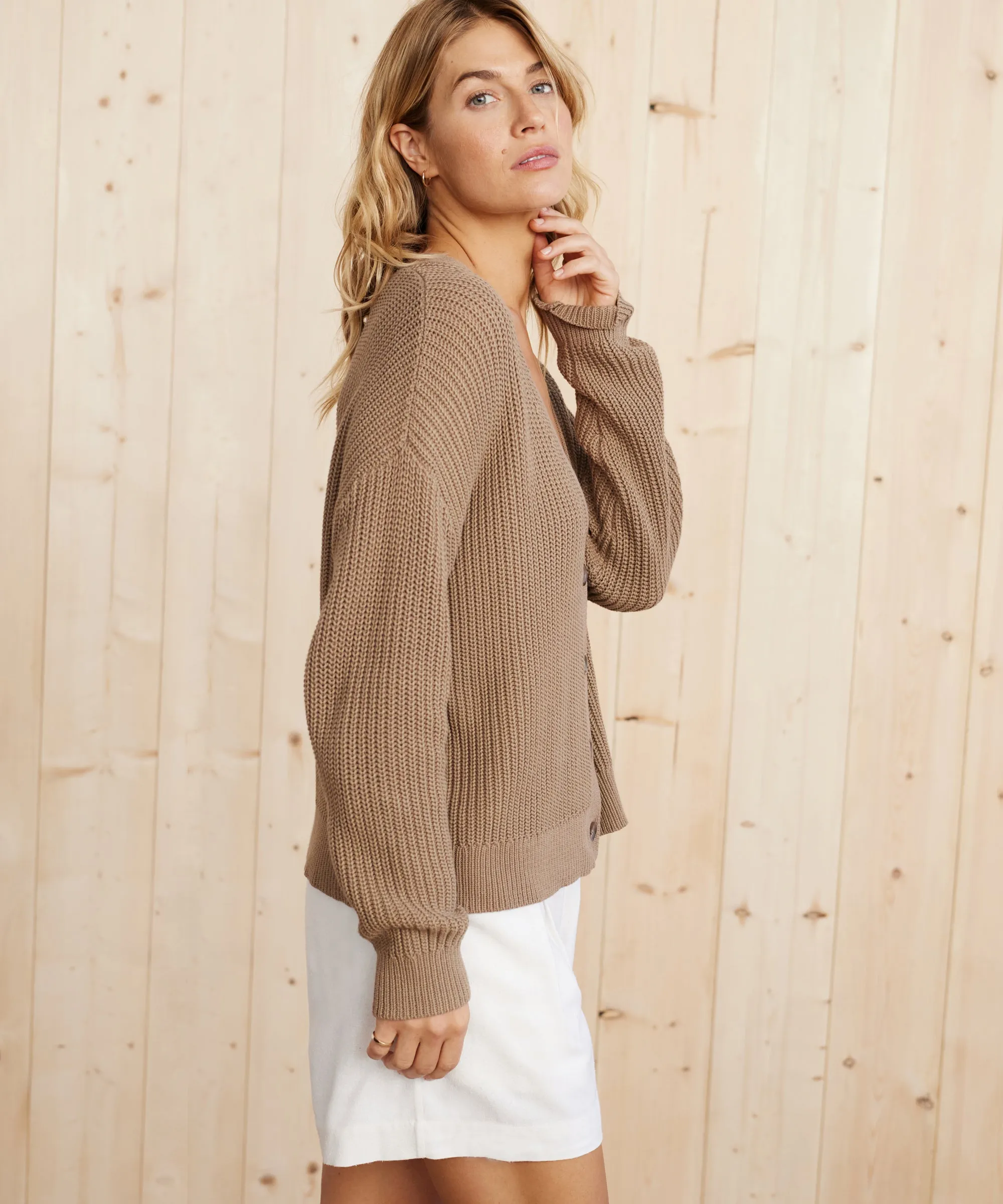 Cropped Cotton Cocoon Cardigan