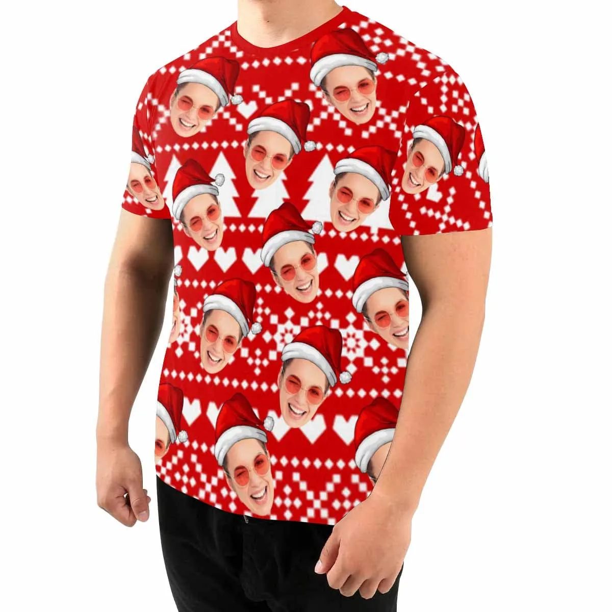 Custom Face Christmas Men's T-shirt